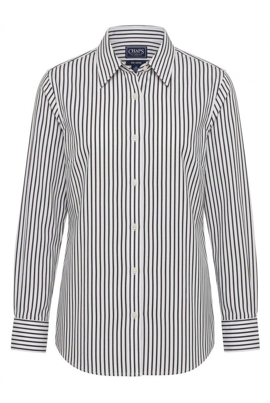 NEW with tags, Cotton blend dress shirt, Chaps Classics, black and white striped
